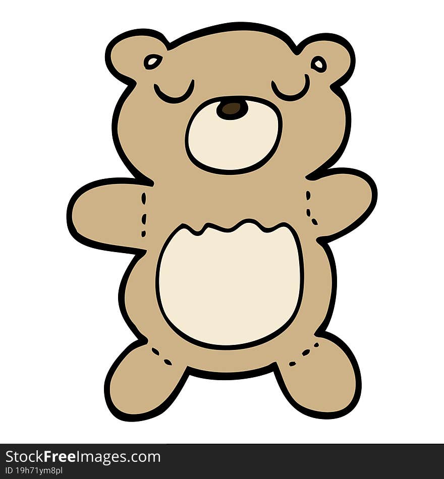 Hand Drawn Doodle Style Cartoon Teddy Bear