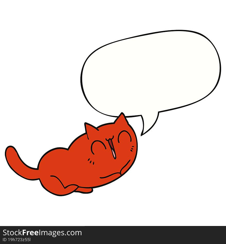 happy cartoon cat and speech bubble