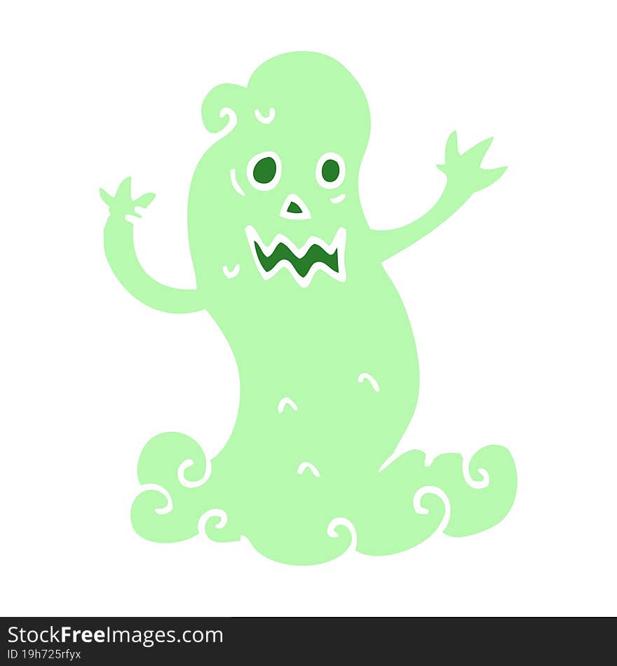 flat color illustration cartoon spooky ghost