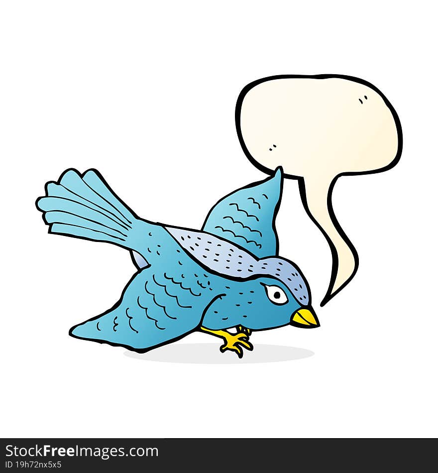 cartoon flying bird with speech bubble