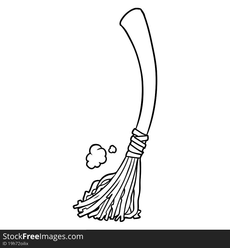 line drawing of a halloween witches broom. line drawing of a halloween witches broom