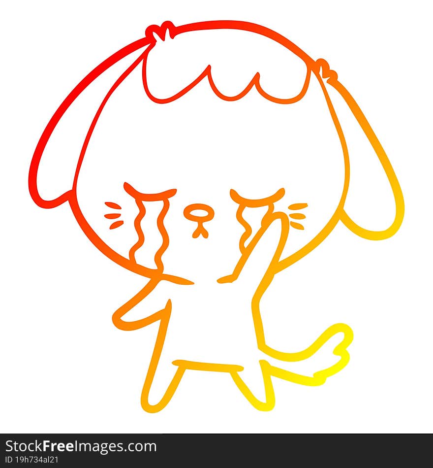 warm gradient line drawing cartoon dog crying