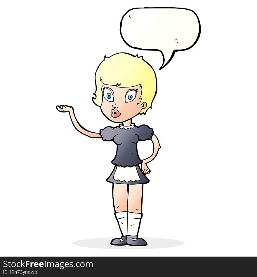 Cartoon Waitress With Speech Bubble