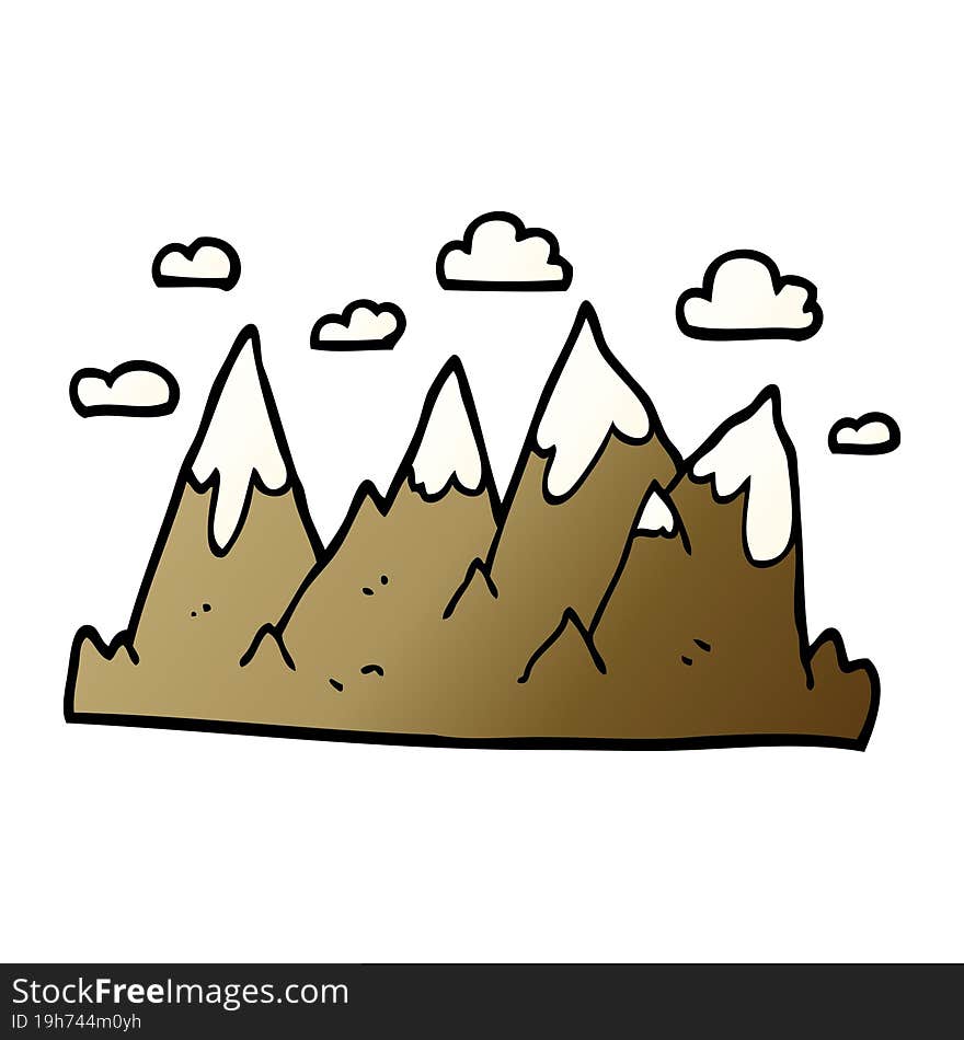 cartoon doodle mountain range