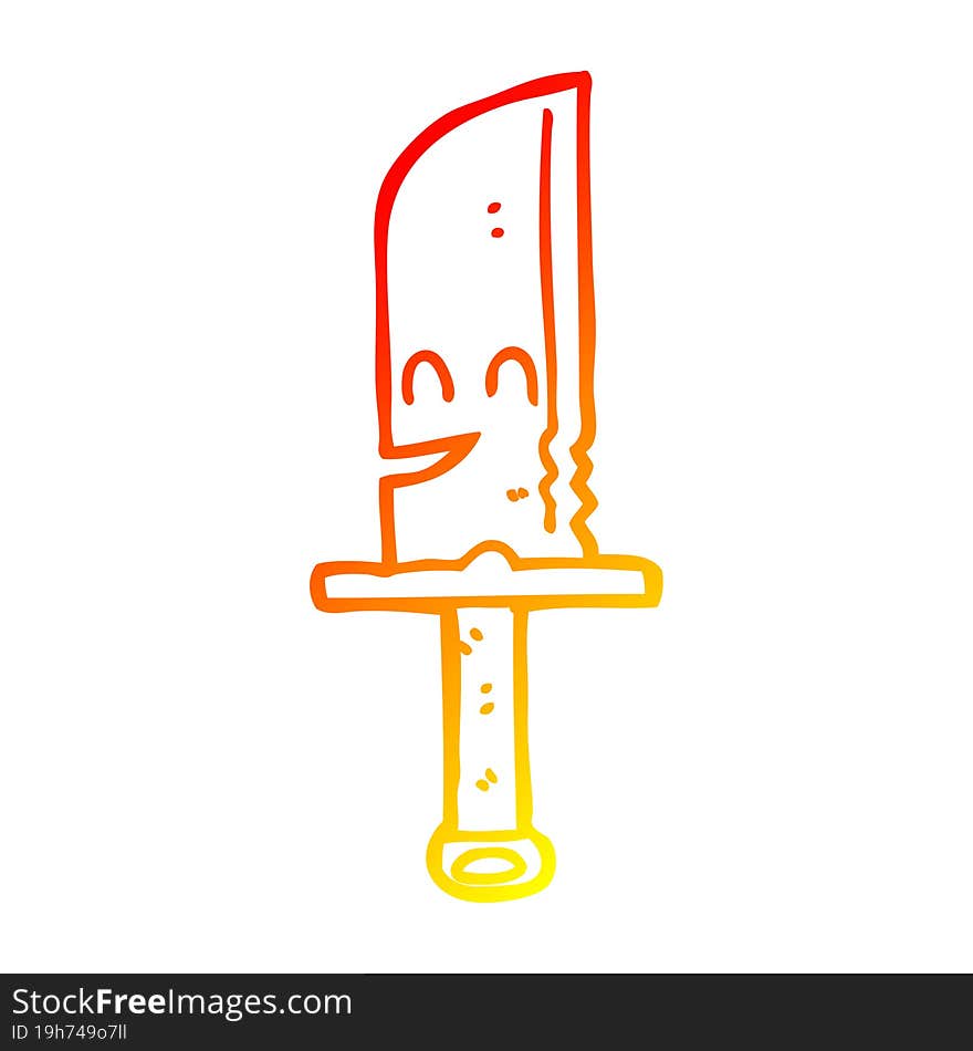 Warm Gradient Line Drawing Cartoon Knife