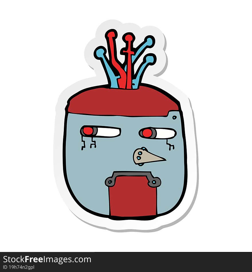 sticker of a cartoon gold robot head