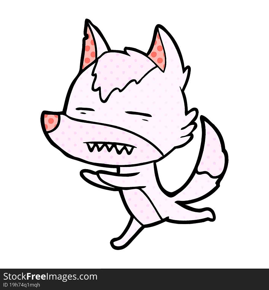 cartoon wolf showing teeth. cartoon wolf showing teeth