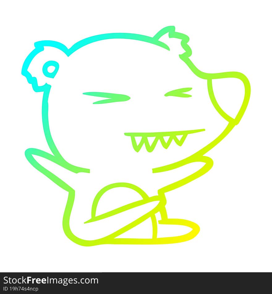 cold gradient line drawing of a angry bear cartoon