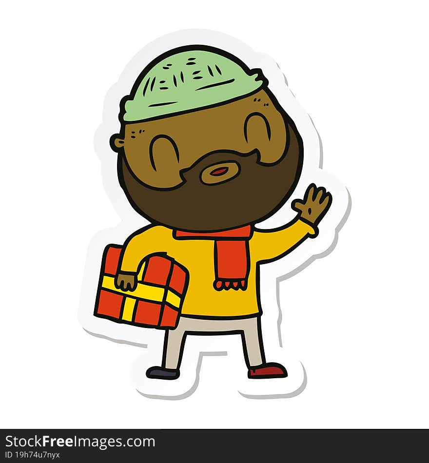 sticker of a cartoon bearded man