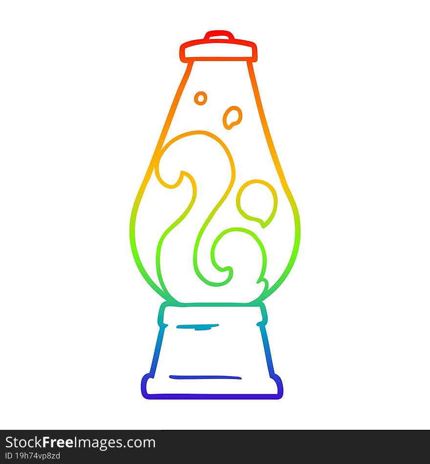 rainbow gradient line drawing of a cartoon retro lava lamp