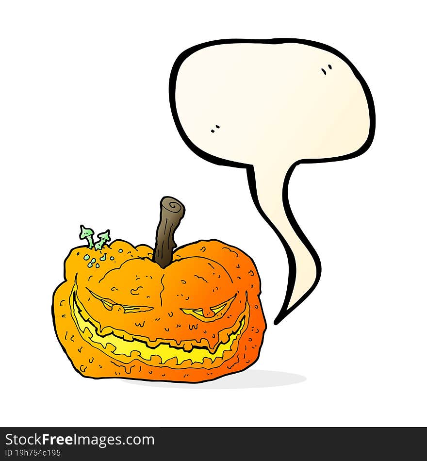 cartoon halloween pumpkin with speech bubble