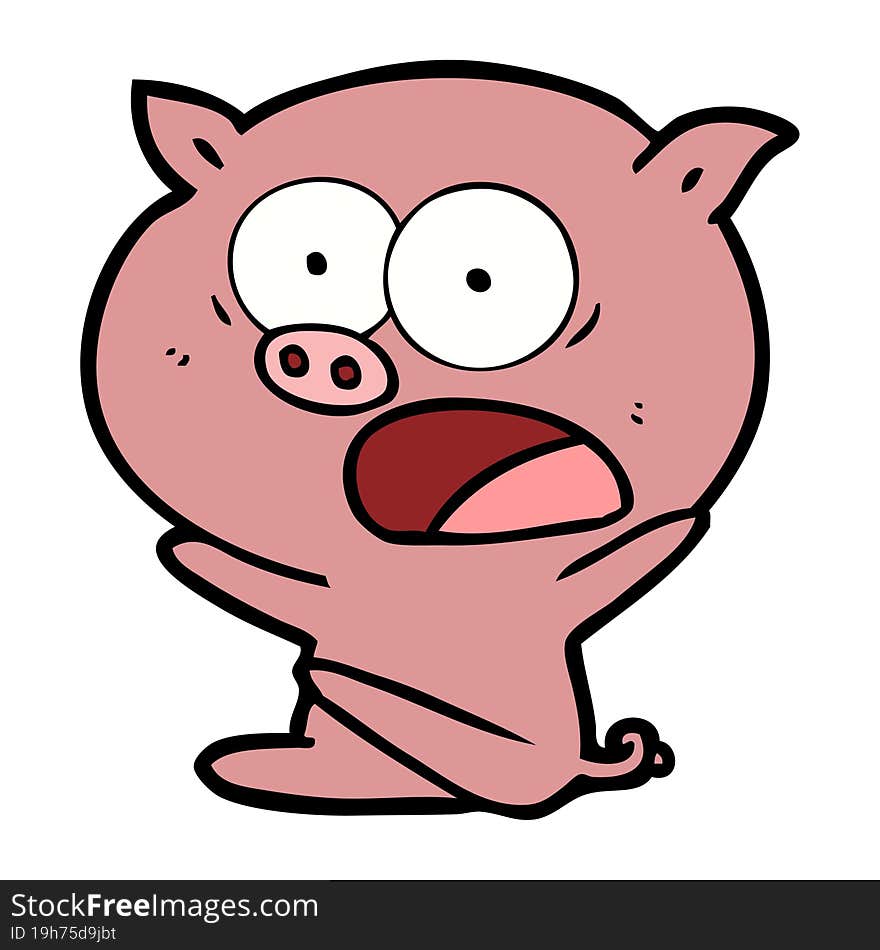 shocked cartoon pig sitting down. shocked cartoon pig sitting down