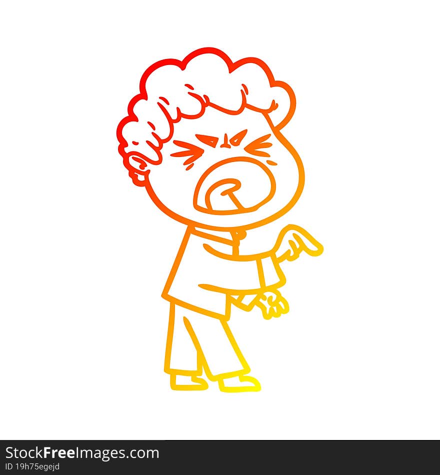 warm gradient line drawing cartoon furious man