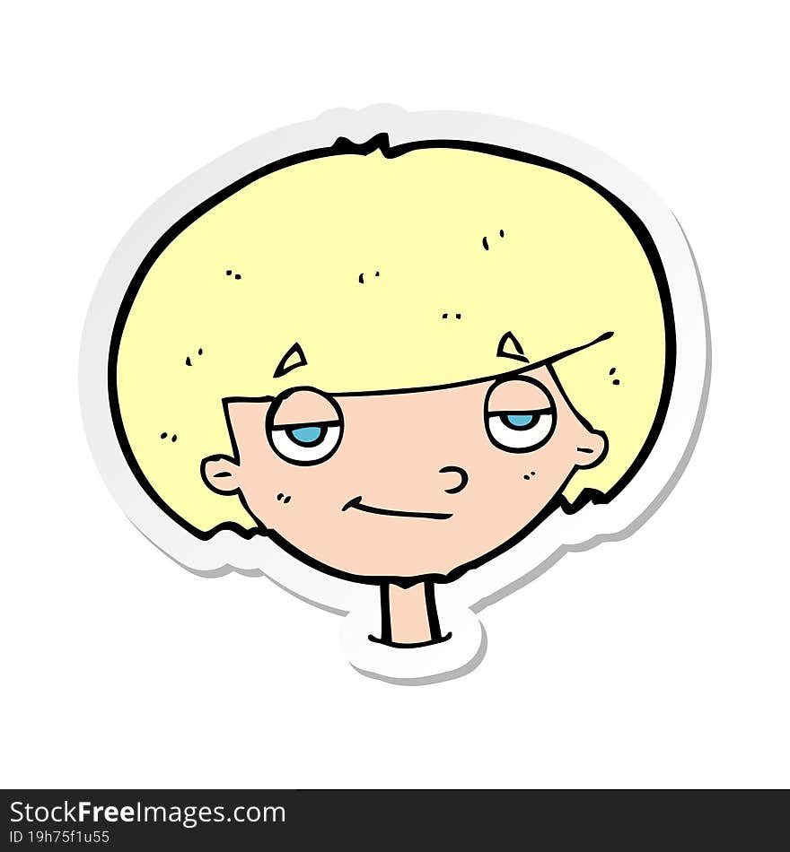 sticker of a cartoon smug looking boy