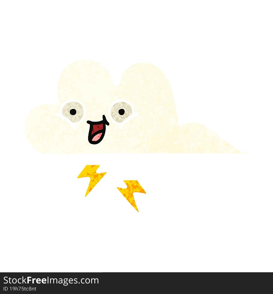 retro illustration style cartoon thunder cloud