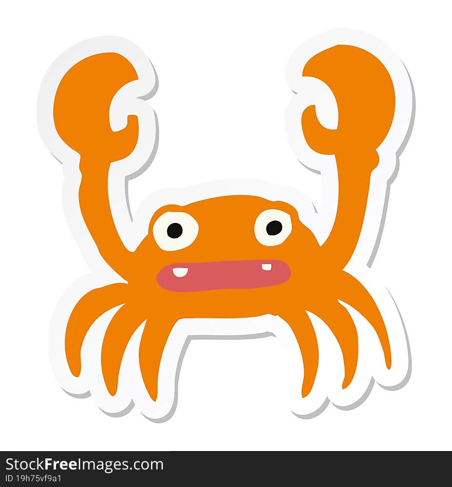 sticker of a cartoon crab