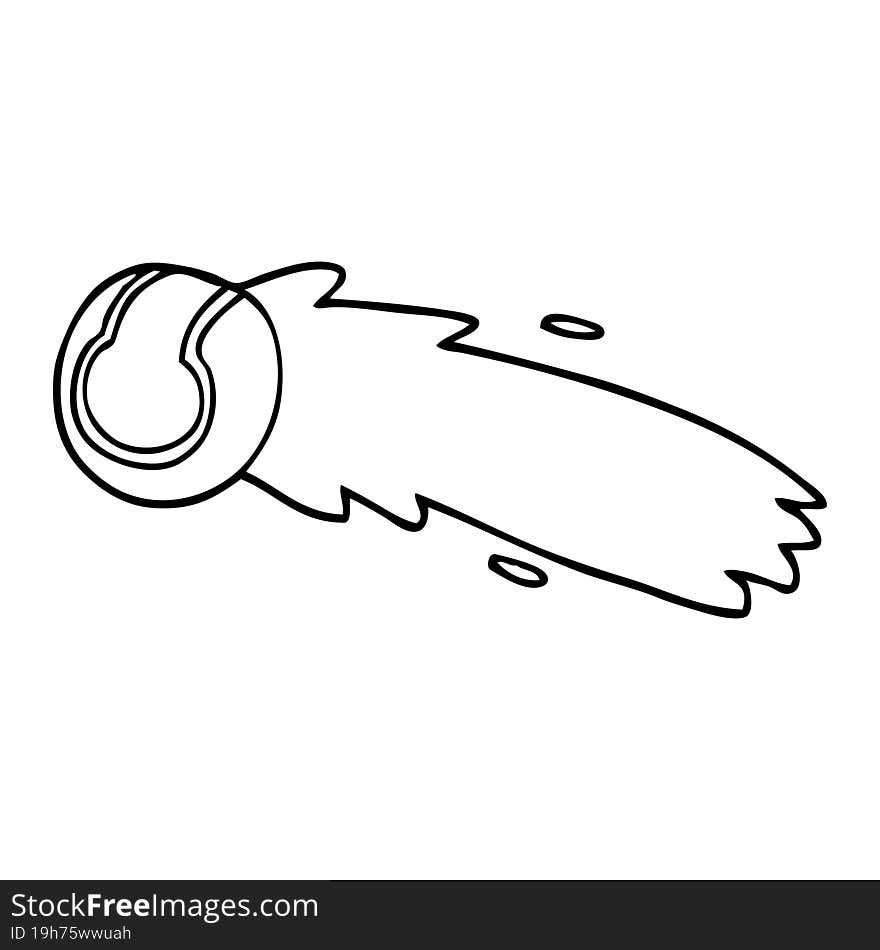 line drawing cartoon flying tennis ball