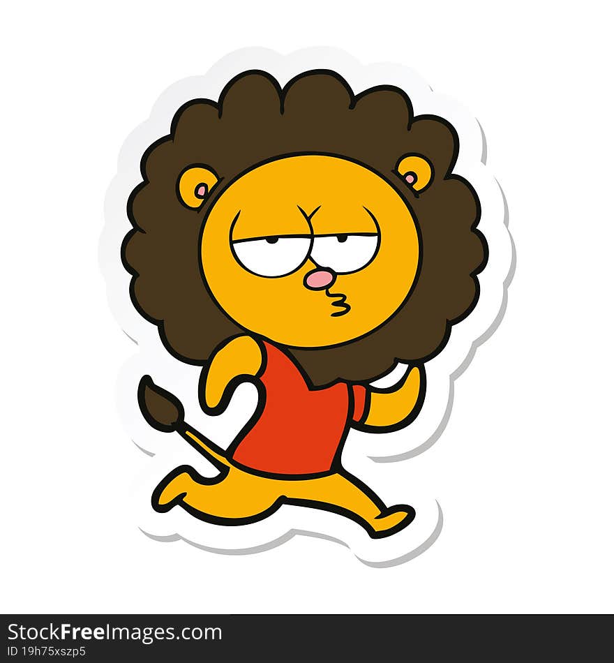 Sticker Of A Cartoon Running Lion