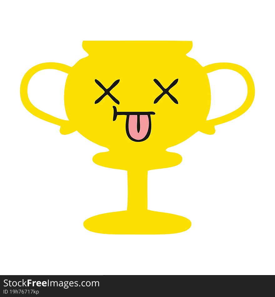 flat color retro cartoon trophy