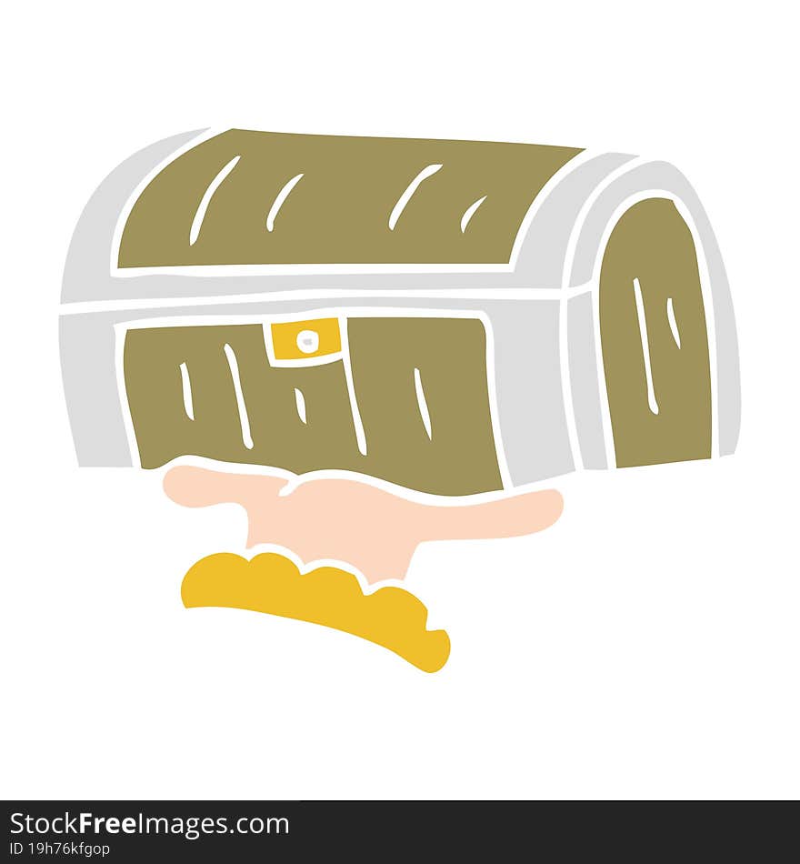 flat color illustration of treasure chest. flat color illustration of treasure chest