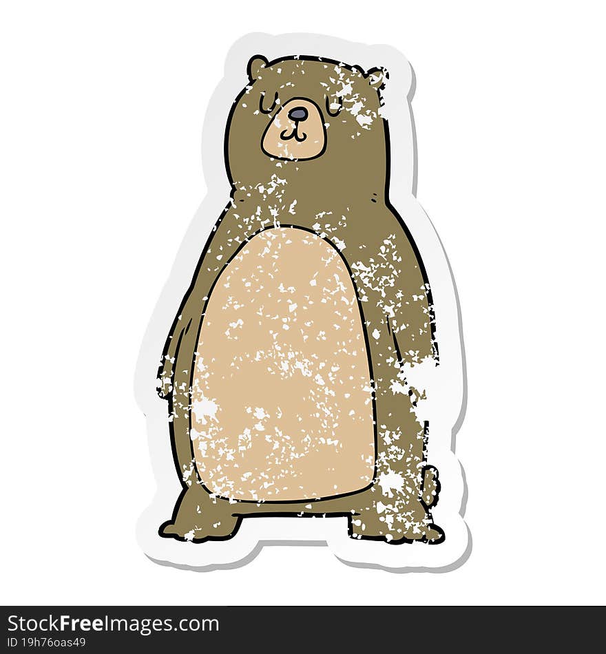 distressed sticker of a cartoon bear