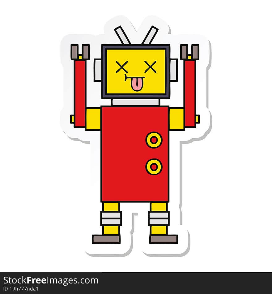 Sticker Of A Cute Cartoon Robot