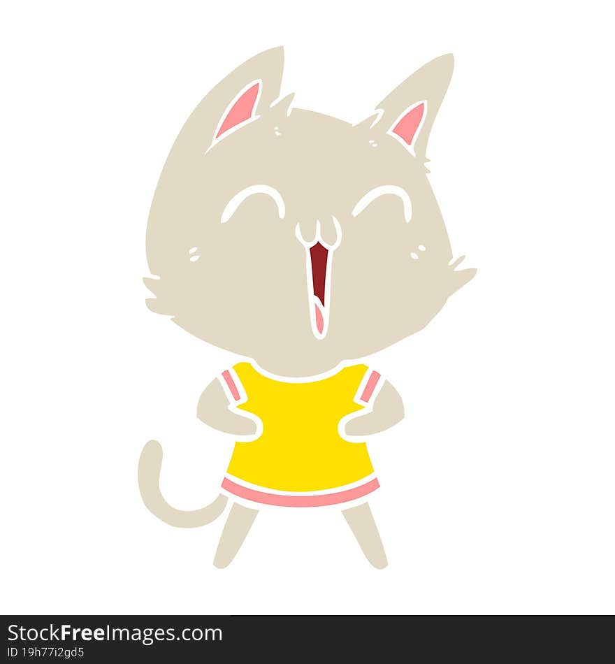 happy flat color style cartoon cat