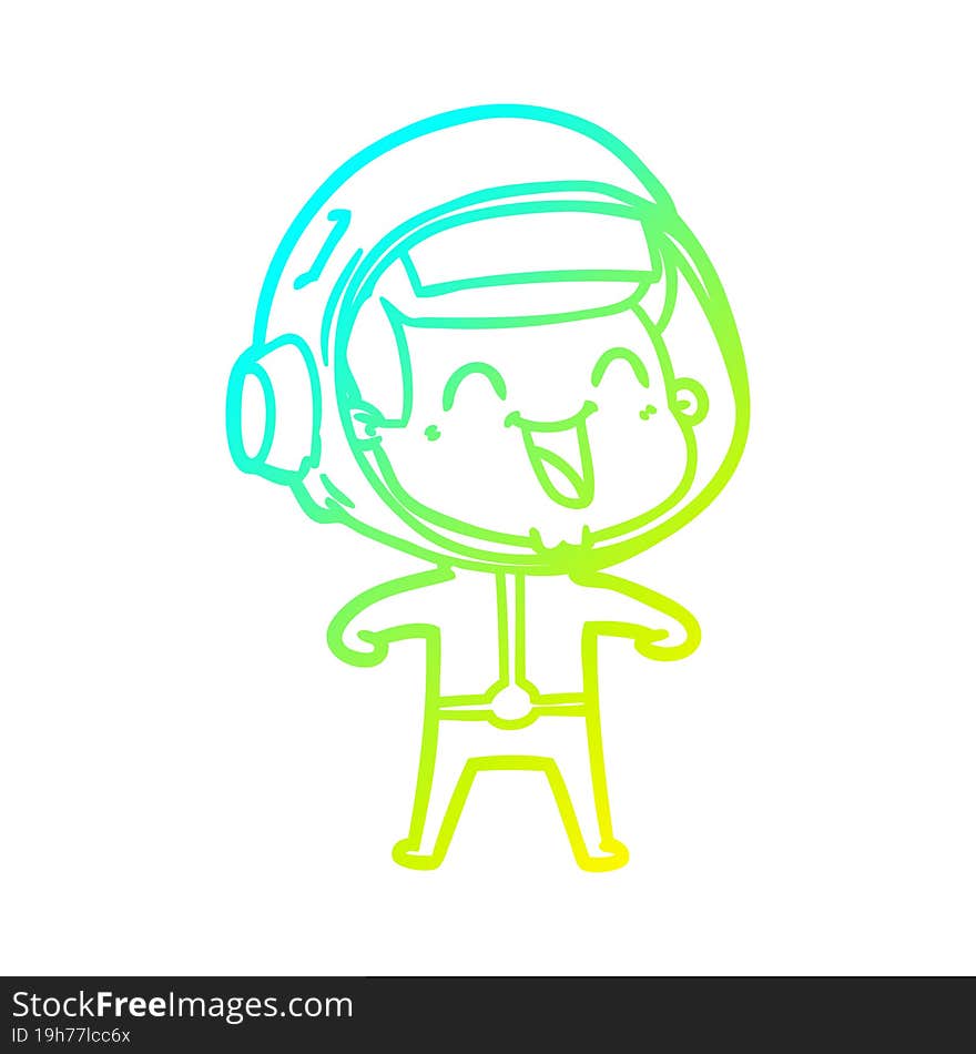 cold gradient line drawing of a happy cartoon astronaut