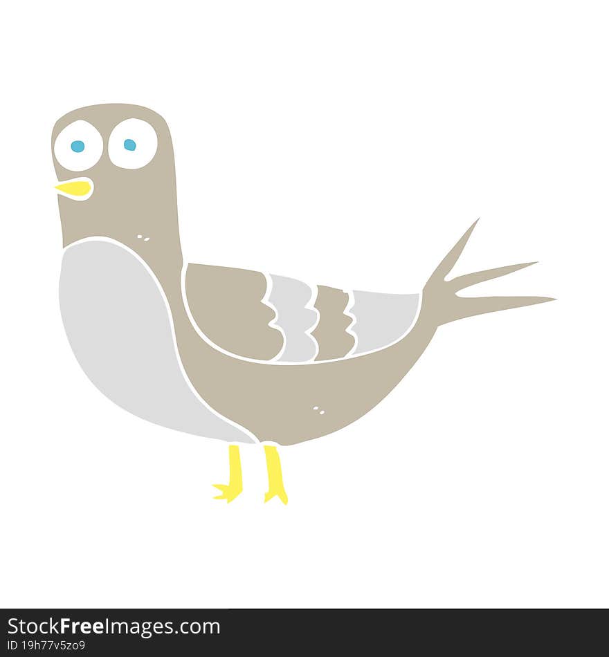 Flat Color Illustration Of A Cartoon Pigeon