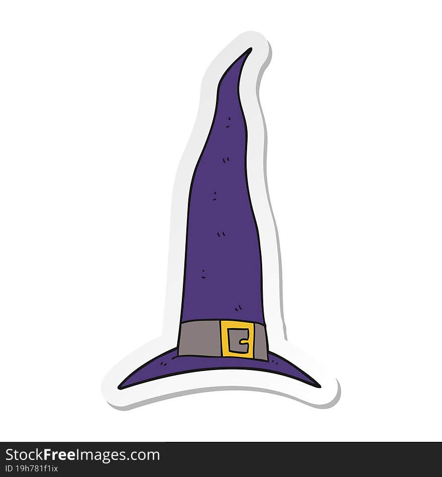 sticker of a cartoon witchs hat