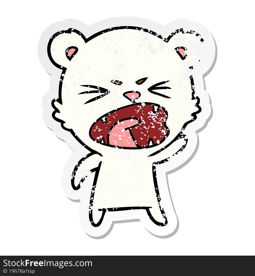 Distressed Sticker Of A Angry Cartoon Polar Bear