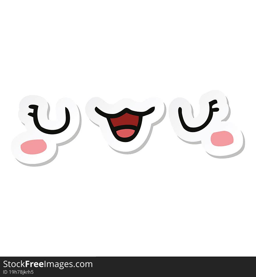 sticker of a cute cartoon face