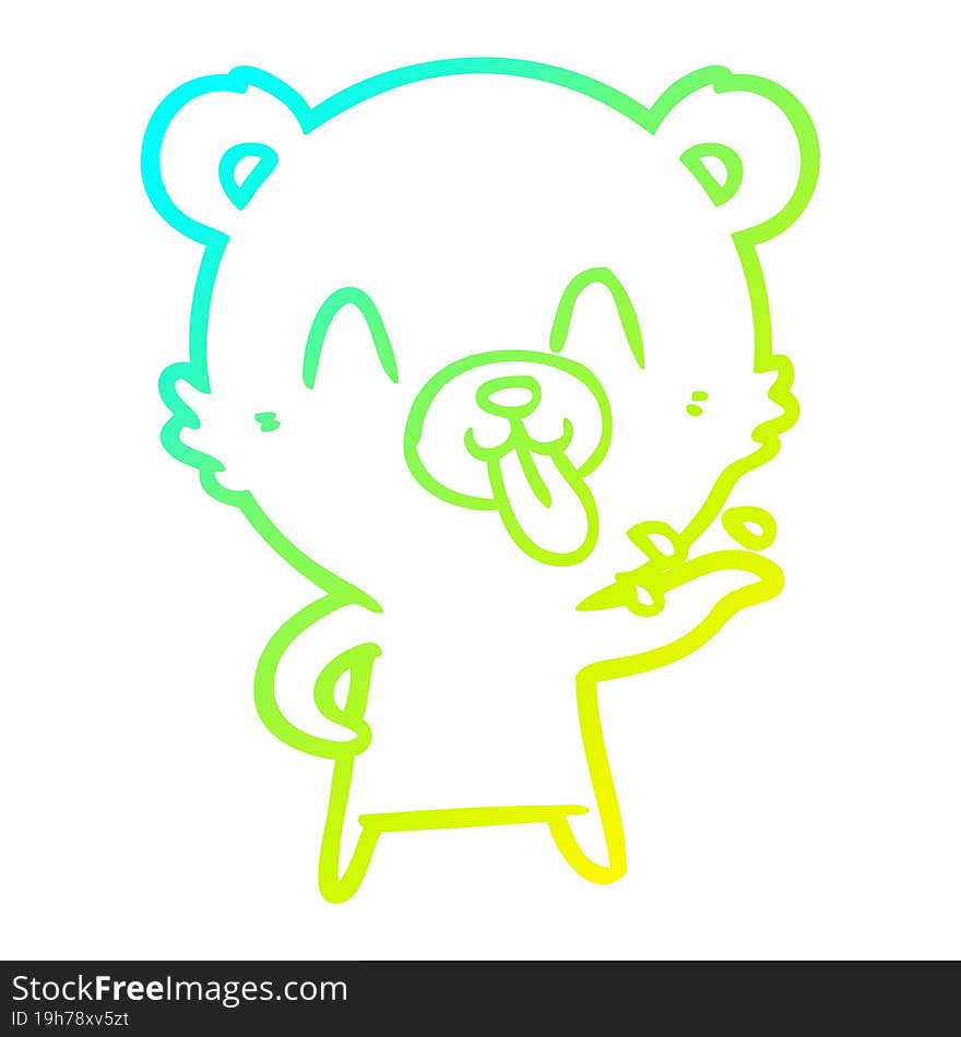 cold gradient line drawing rude cartoon bear