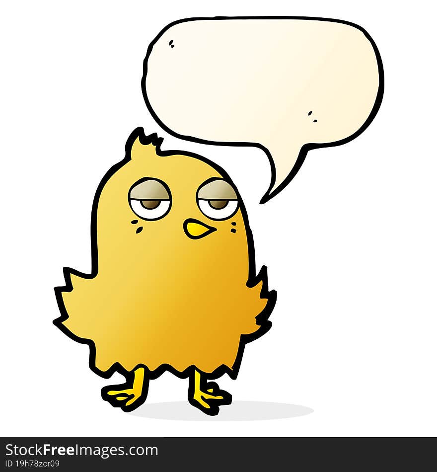 Cartoon Bored Bird With Speech Bubble