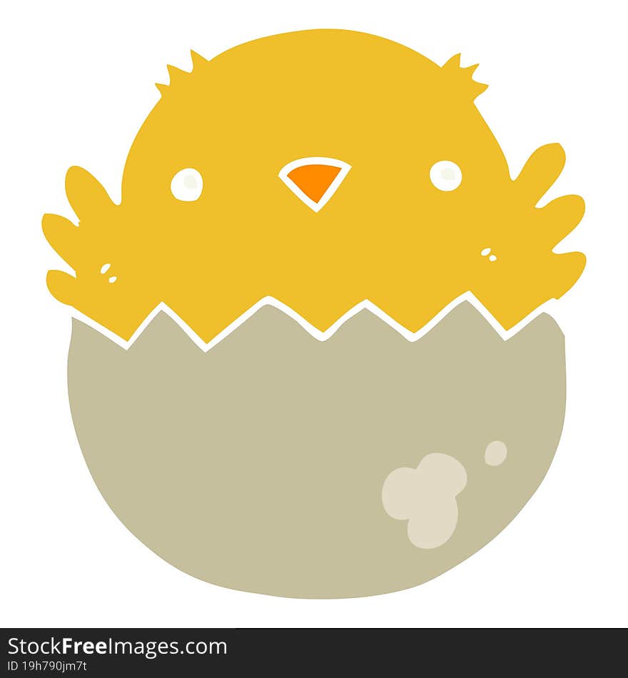 Flat Color Style Cartoon Chick Hatching From Egg