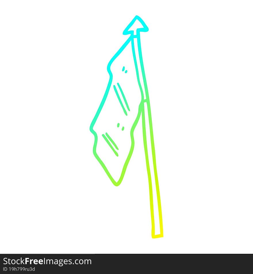 Cold Gradient Line Drawing Cartoon White Flag