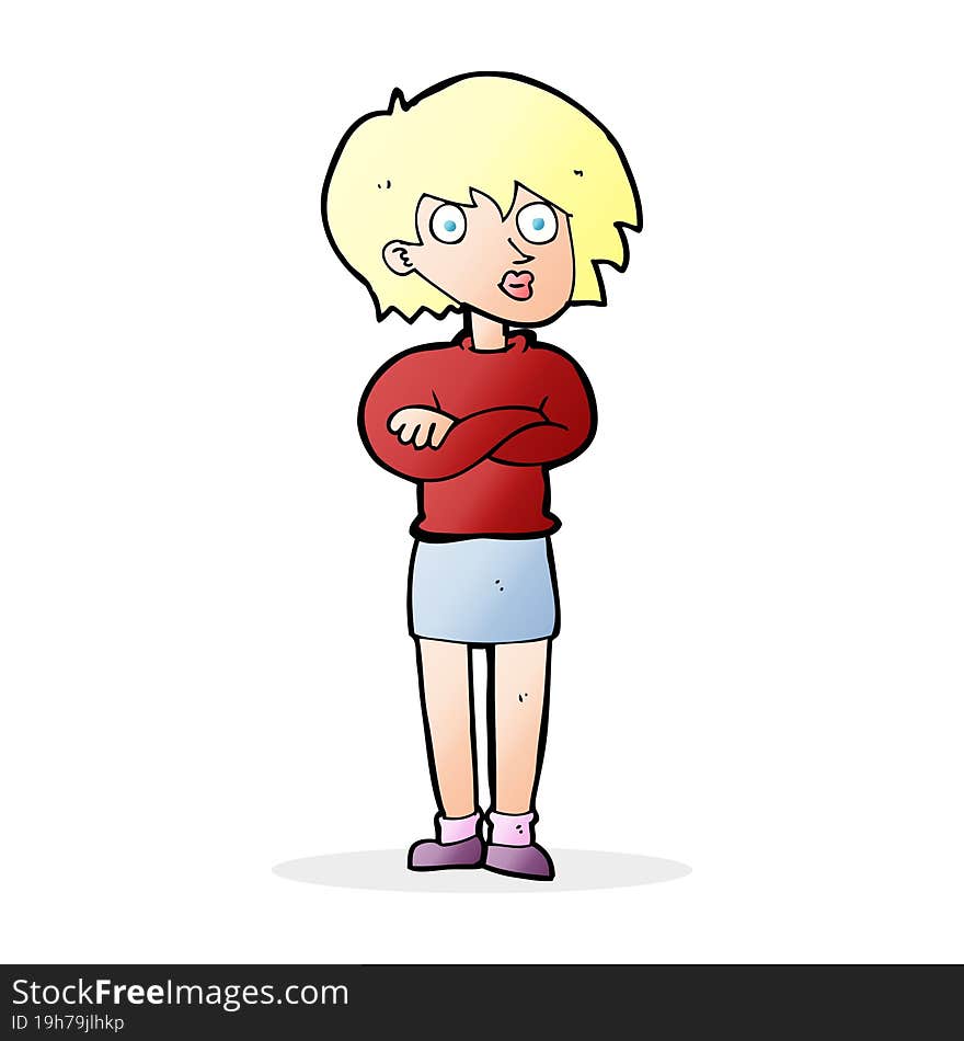 Cartoon Woman Wit Crossed Arms