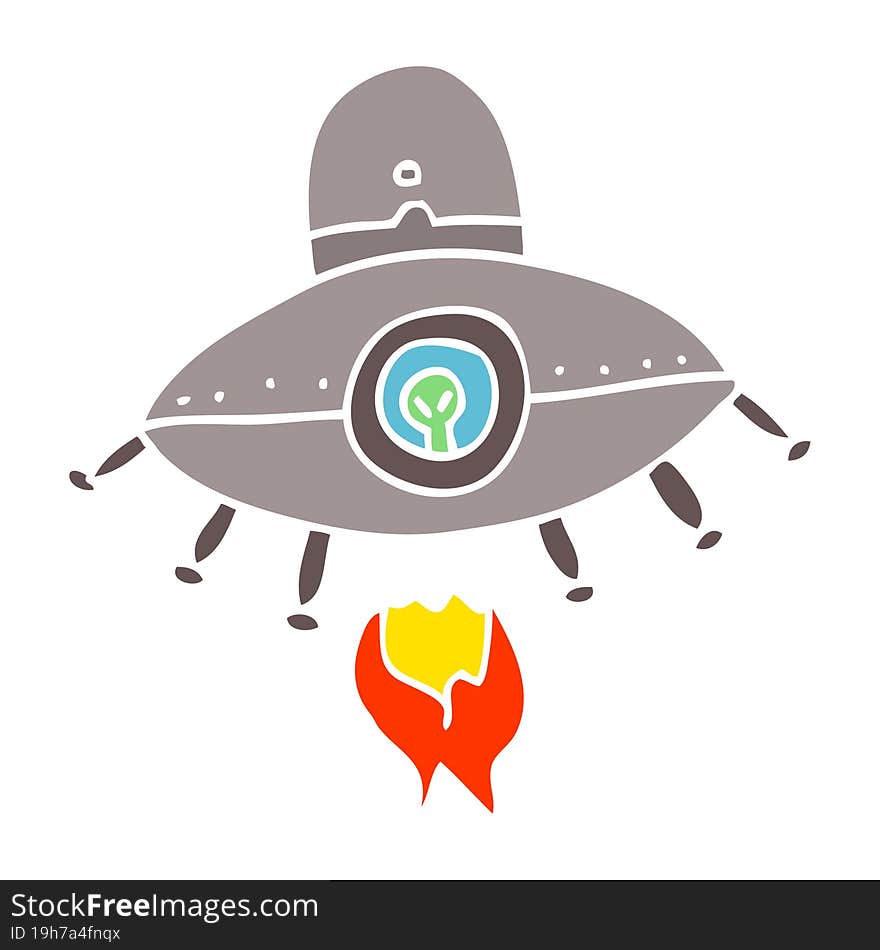 cartoon doodle alien spaceship