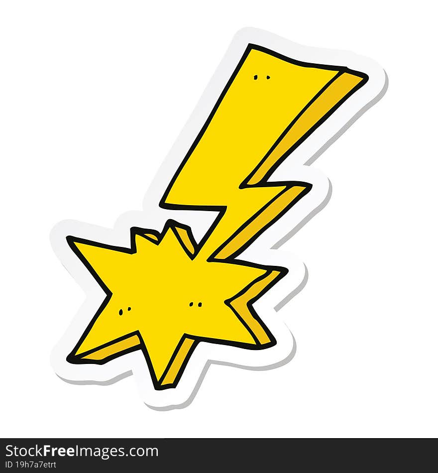 sticker of a cartoon lightning bolt