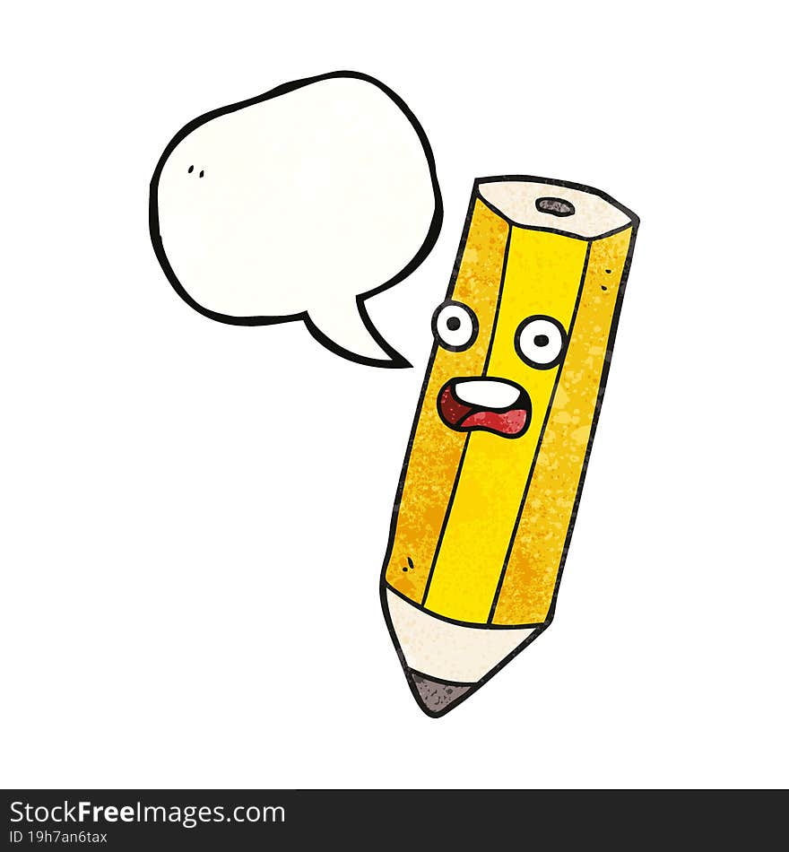 Happy Texture Speech Bubble Cartoon Pencil