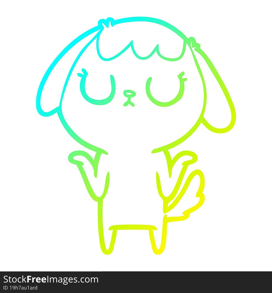 cold gradient line drawing cute cartoon dog