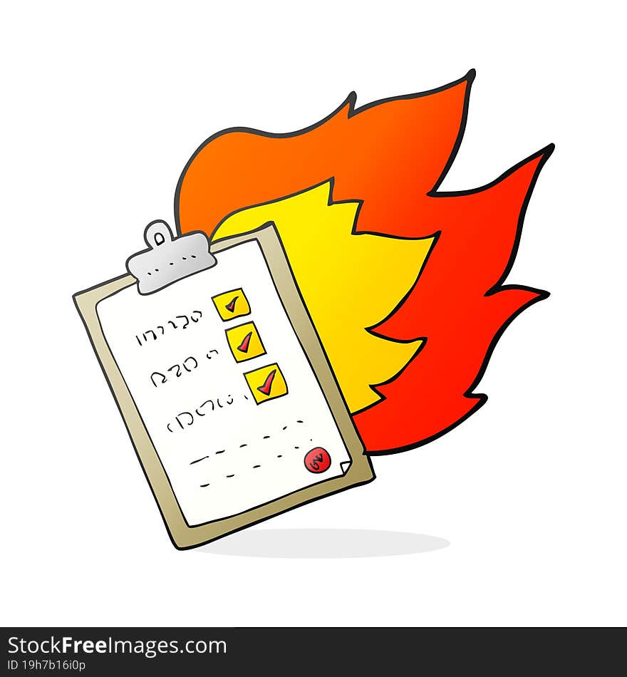 cartoon checklist burning