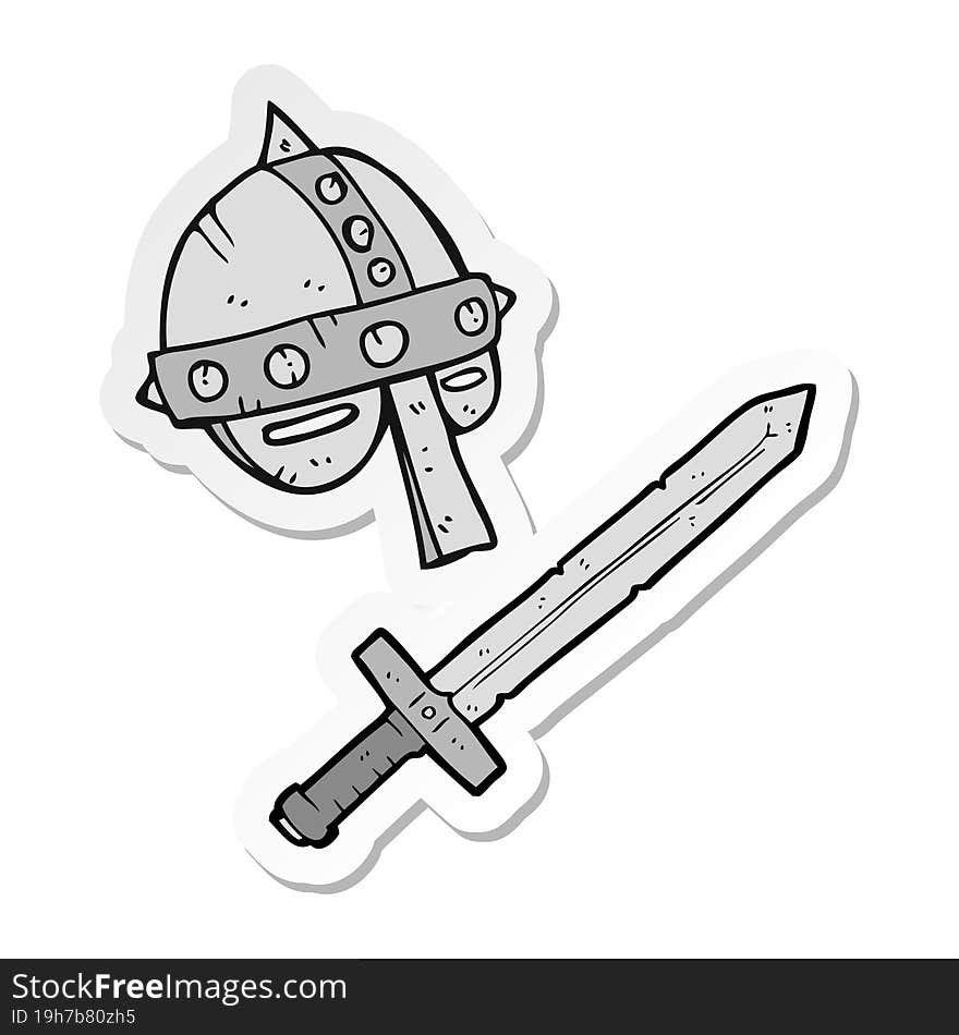 Sticker Of A Cartoon Medieval Helmet