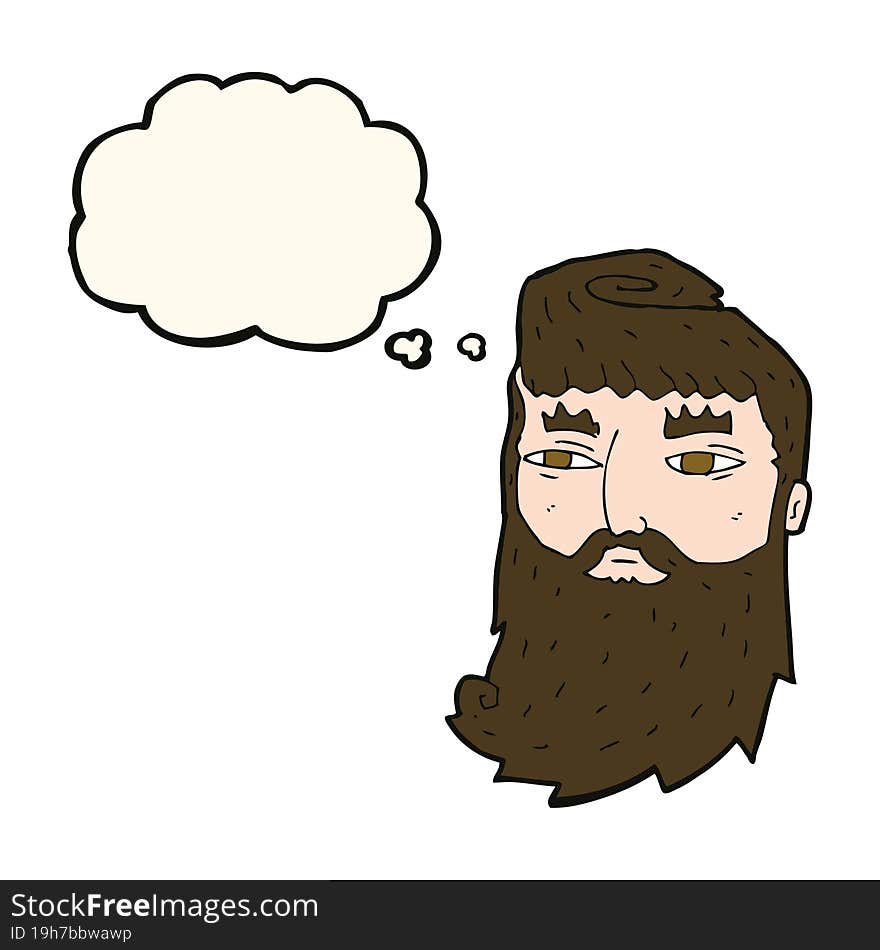 Cartoon Bearded Man With Thought Bubble