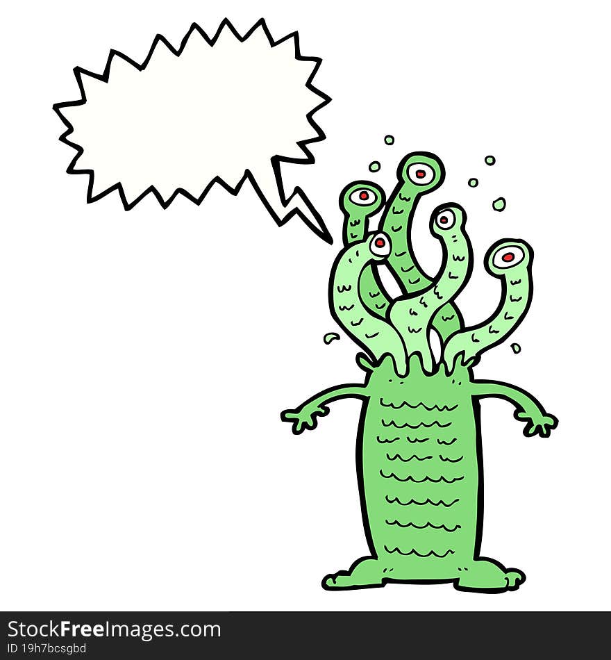 Cartoon Monster With Speech Bubble