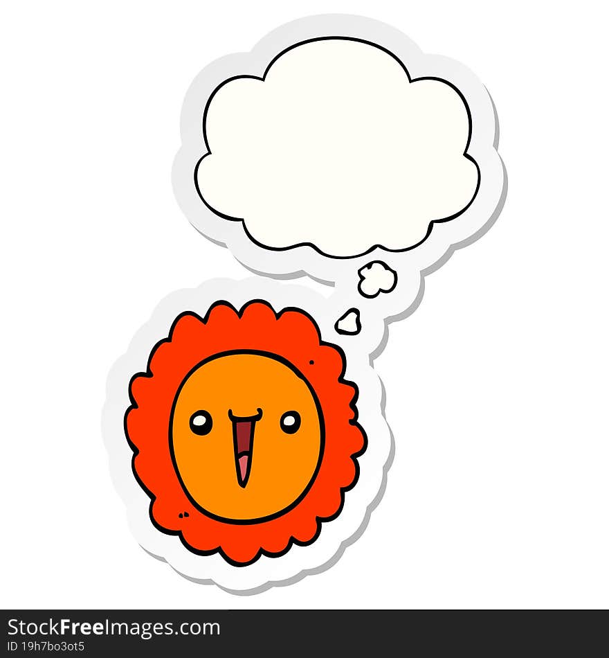 cartoon sunflower and thought bubble as a printed sticker