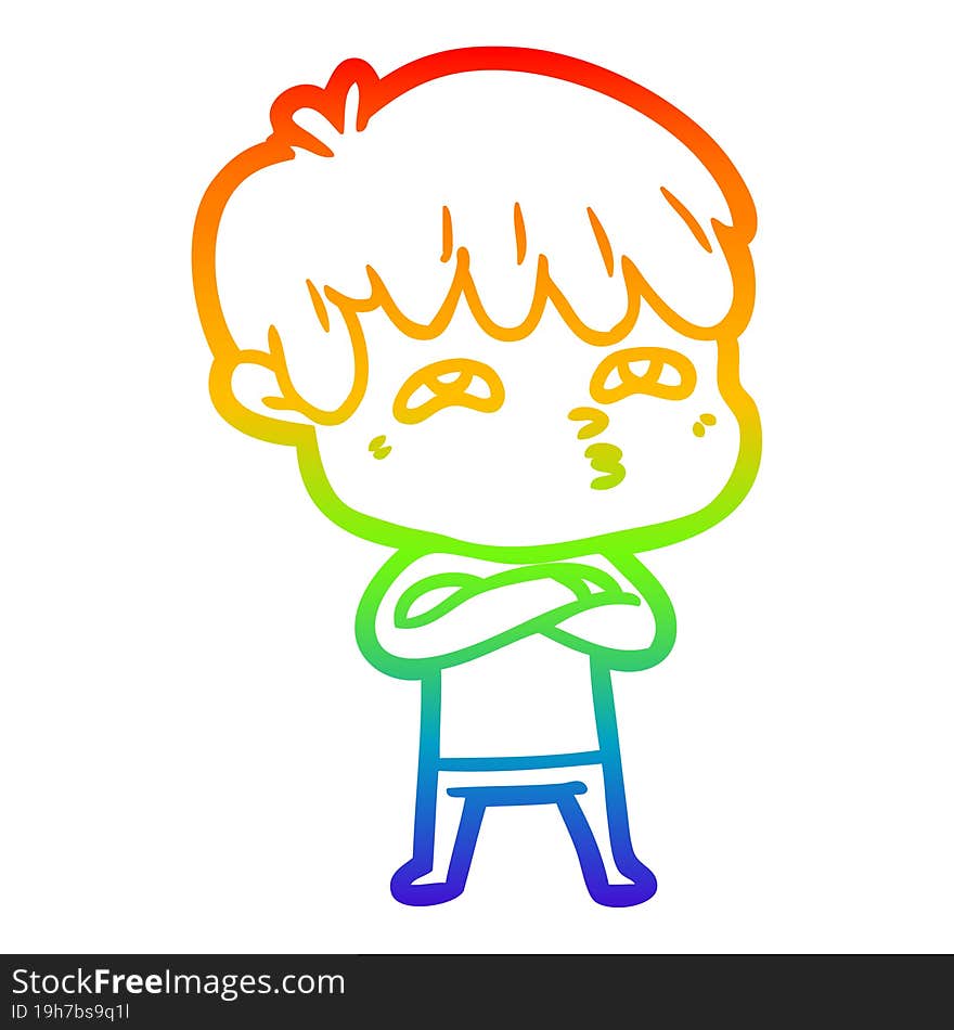 rainbow gradient line drawing cartoon curious man