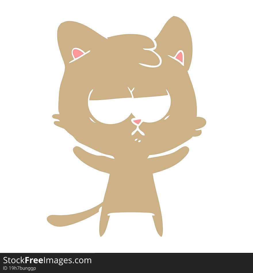 bored flat color style cartoon cat