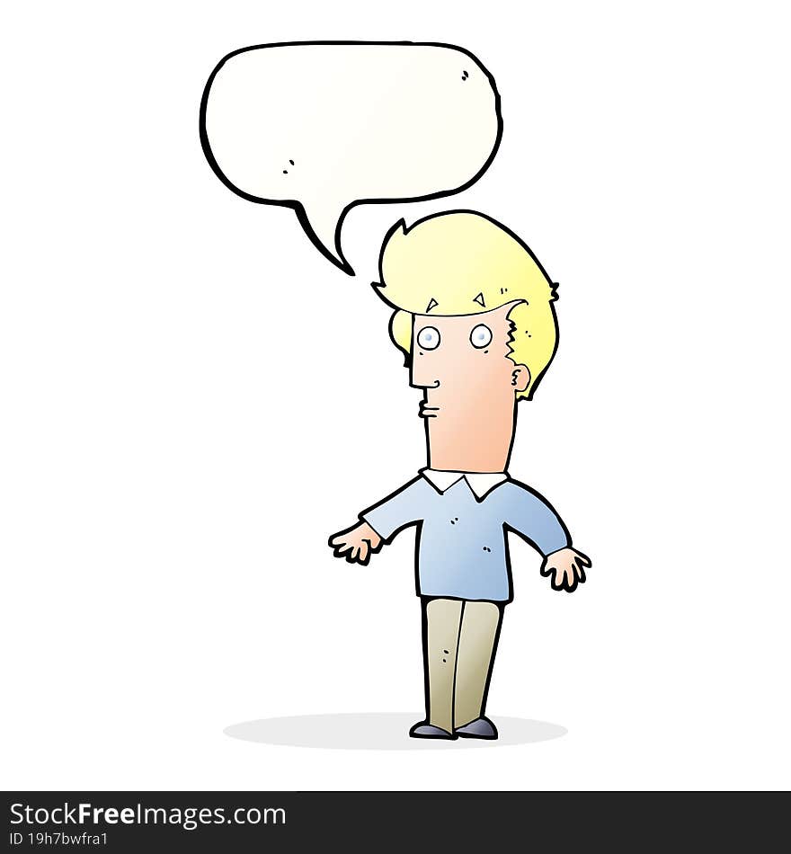 Cartoon Startled Man With Speech Bubble