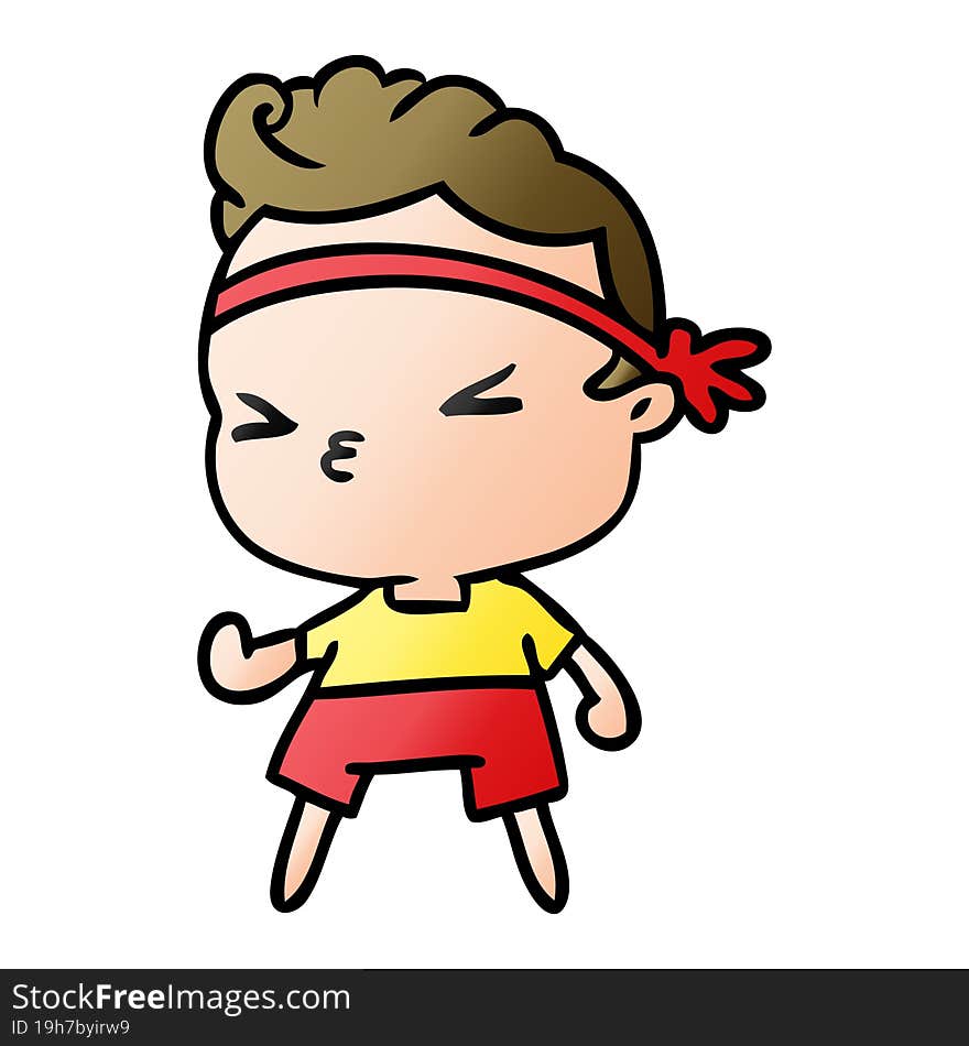 gradient cartoon kawaii working out boy